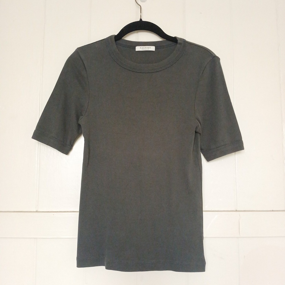 Macphee TOMORROWLAND Mens Crew Neck Cut & Sewn T-Shirt Gray Small Made in Japan